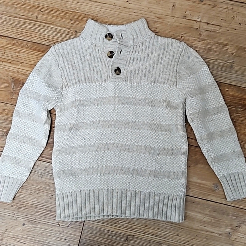 Boys Cream Striped Sweater